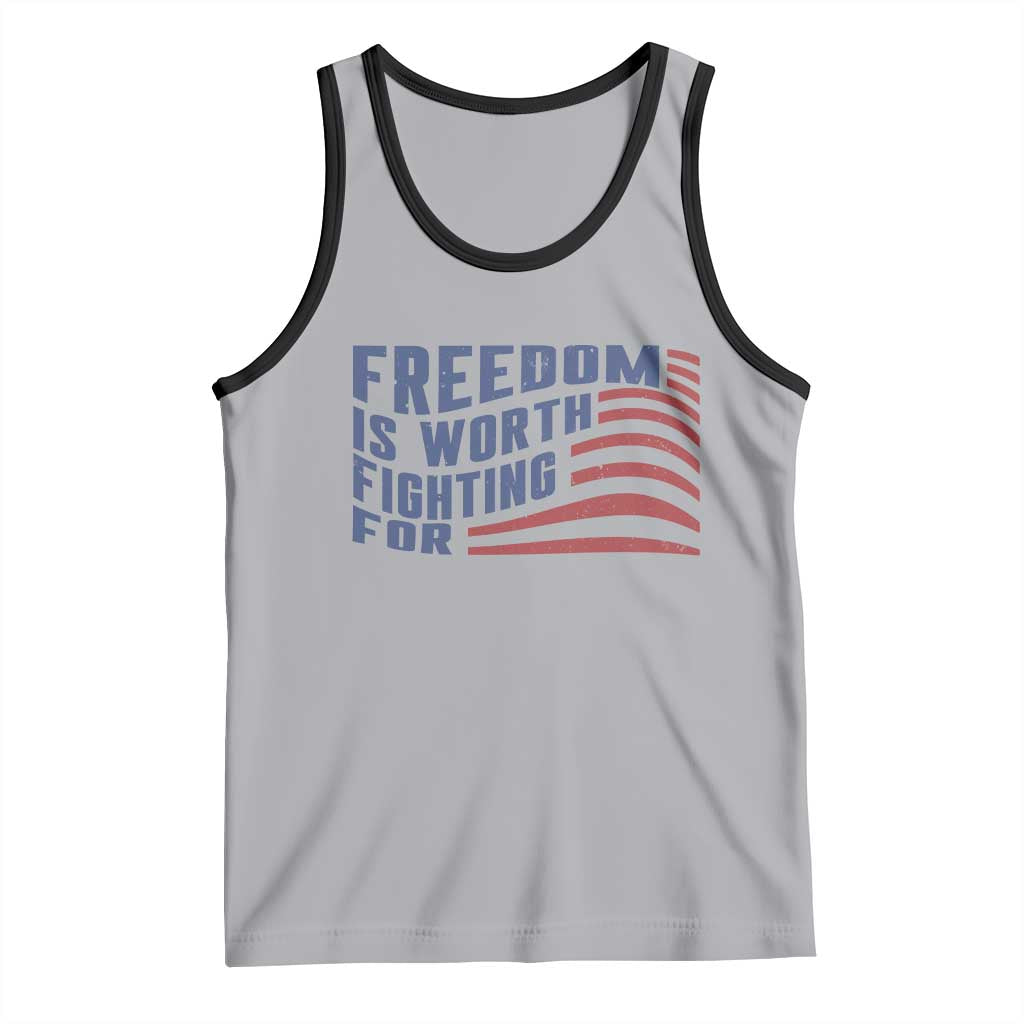 Freedom Is Worth Fighting For Tank Top USA Flag America True Patriot TS02 Athletic Heather Black Print Your Wear