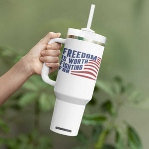 Freedom Is Worth Fighting For Tumbler With Handle USA Flag America True Patriot TS02 Print Your Wear