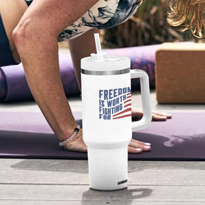 Freedom Is Worth Fighting For Tumbler With Handle USA Flag America True Patriot TS02 Print Your Wear