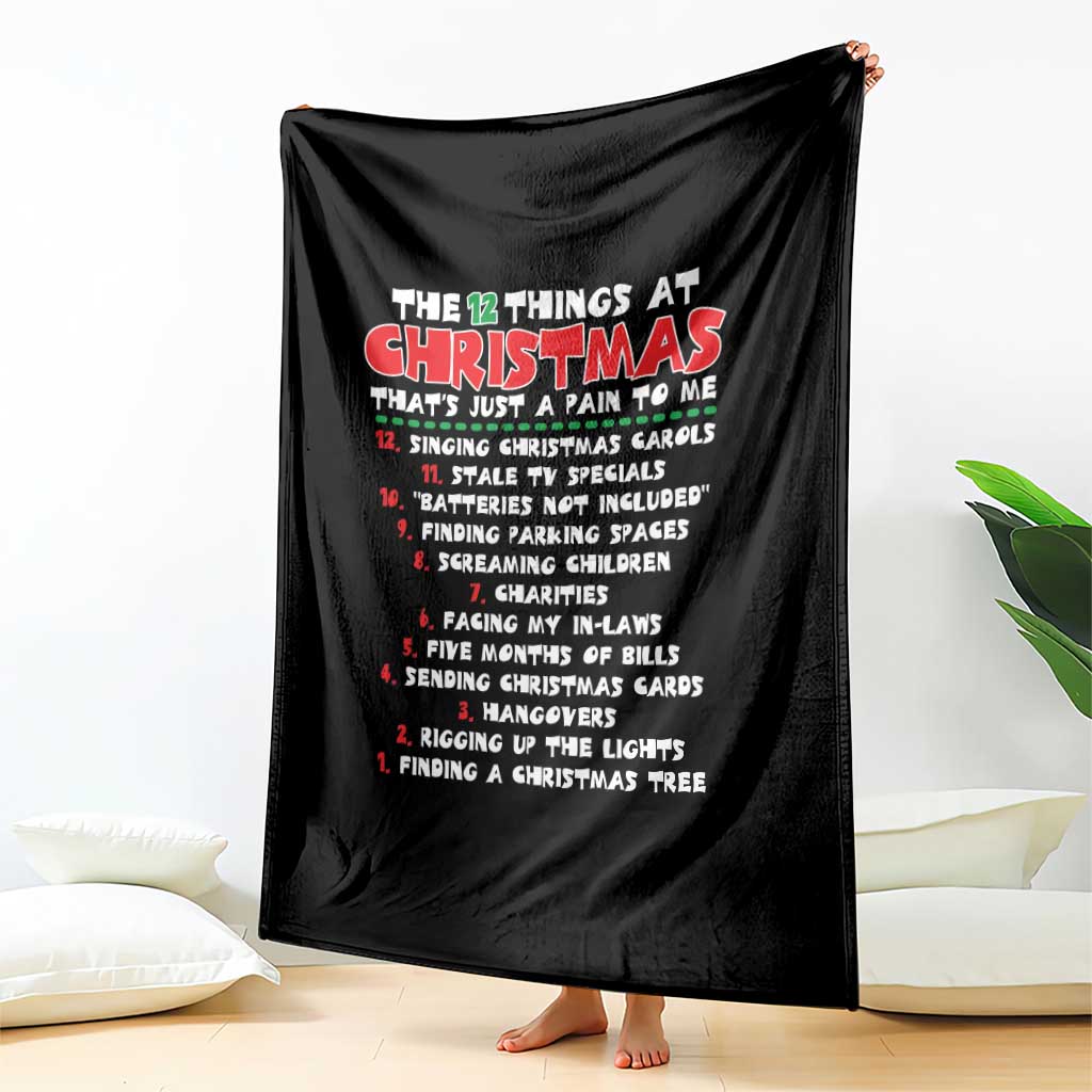 12 Pains of Christmas Parody Throw Blanket Funny Twist on the 12 Days of Christmas Tradition TS02 Print Your Wear