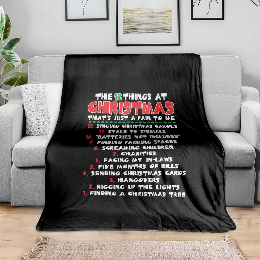 12 Pains of Christmas Parody Throw Blanket Funny Twist on the 12 Days of Christmas Tradition TS02 Print Your Wear