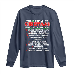 12 Pains of Christmas Parody Long Sleeve Shirt Funny Twist on the 12 Days of Christmas Tradition TS02 Navy Print Your Wear