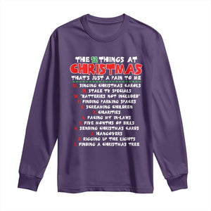 12 Pains of Christmas Parody Long Sleeve Shirt Funny Twist on the 12 Days of Christmas Tradition TS02 Purple Print Your Wear
