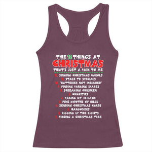 12 Pains of Christmas Parody Racerback Tank Top Funny Twist on the 12 Days of Christmas Tradition TS02 Maroon Print Your Wear
