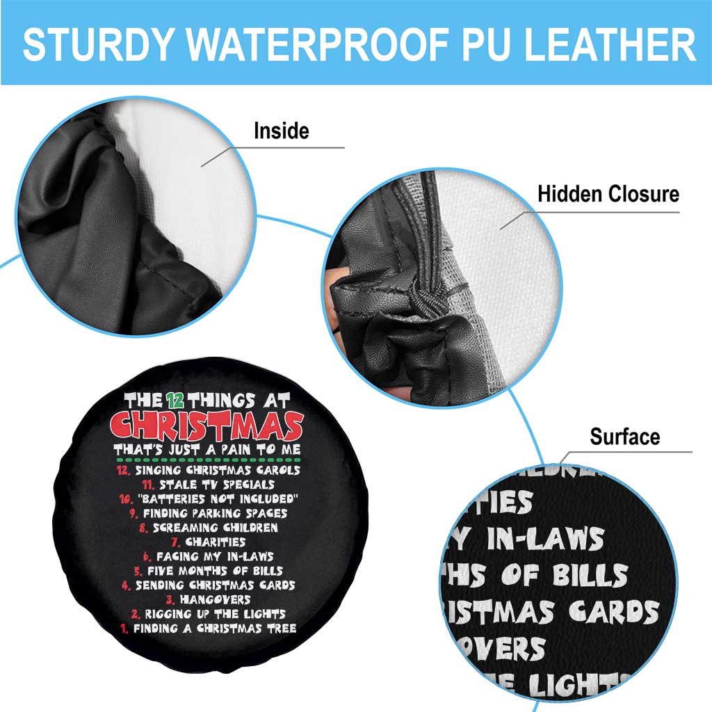 12 Pains of Christmas Parody Spare Tire Cover Funny Twist on the 12 Days of Christmas Tradition TS02 Print Your Wear