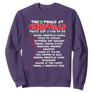 12 Pains of Christmas Parody Sweatshirt Funny Twist on the 12 Days of Christmas Tradition TS02 Purple Print Your Wear