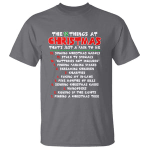 12 Pains of Christmas Parody T Shirt Funny Twist on the 12 Days of Christmas Tradition TS02 Charcoal Print Your Wear