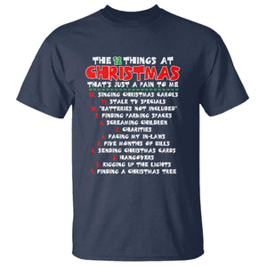 12 Pains of Christmas Parody T Shirt Funny Twist on the 12 Days of Christmas Tradition TS02 Navy Print Your Wear