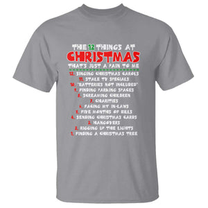 12 Pains of Christmas Parody T Shirt Funny Twist on the 12 Days of Christmas Tradition TS02 Sport Gray Print Your Wear