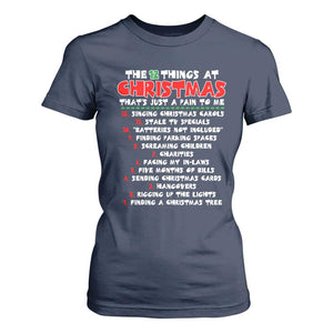 12 Pains of Christmas Parody T Shirt For Women Funny Twist on the 12 Days of Christmas Tradition TS02 Navy Print Your Wear