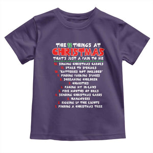 12 Pains of Christmas Parody Toddler T Shirt Funny Twist on the 12 Days of Christmas Tradition TS02 Purple Print Your Wear