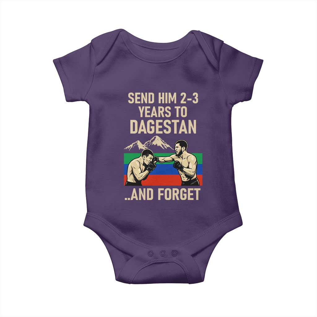 Send Him 2 3 Years to Dagestan and Forget Baby Onesie Funny MMA Fighter Training Discipline TS02 Purple Print Your Wear