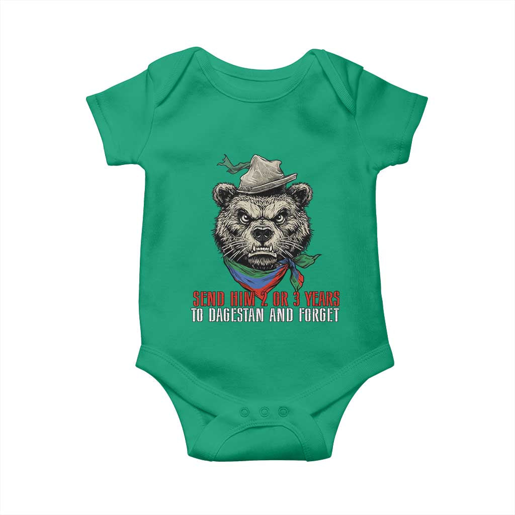 Dagestan Bear MMA Fighter Discipline Baby Onesie Send Him 2 3 Years and Forget TS02 Irish Green Print Your Wear