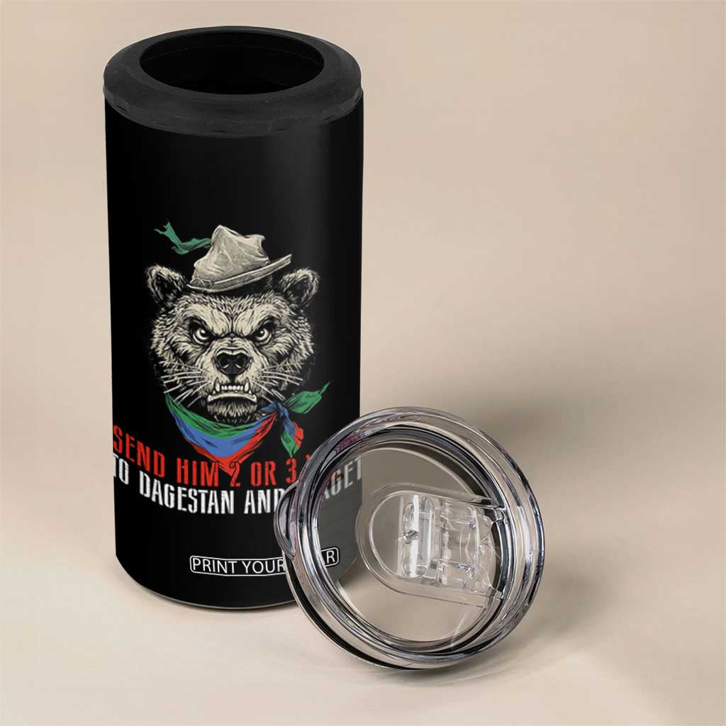 Dagestan Bear MMA Fighter Discipline 4 in 1 Can Cooler Tumbler Send Him 2 3 Years and Forget TS02 Print Your Wear