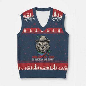 Dagestan Bear MMA Fighter Discipline V-Neck Knit Sweater Vest Send Him 2 3 Years and Forget TS02 Navy Red Print Your Wear