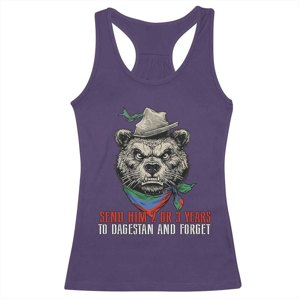 Dagestan Bear MMA Fighter Discipline Racerback Tank Top Send Him 2 3 Years and Forget TS02 Purple Print Your Wear