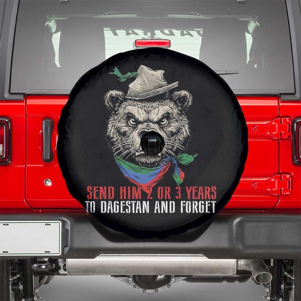 Dagestan Bear MMA Fighter Discipline Spare Tire Cover Send Him 2 3 Years and Forget TS02 Black Print Your Wear