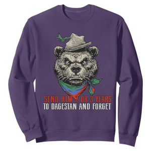 Dagestan Bear MMA Fighter Discipline Sweatshirt Send Him 2 3 Years and Forget TS02 Purple Print Your Wear