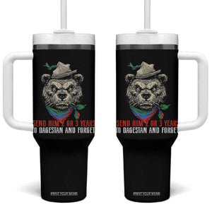 Dagestan Bear MMA Fighter Discipline Tumbler With Handle Send Him 2 3 Years and Forget TS02 One Size: 40 oz Black Print Your Wear
