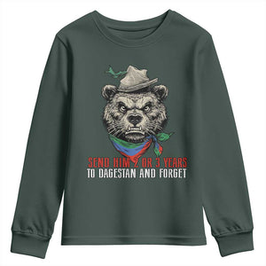 Dagestan Bear MMA Fighter Discipline Youth Sweatshirt Send Him 2 3 Years and Forget TS02 Dark Forest Green Print Your Wear