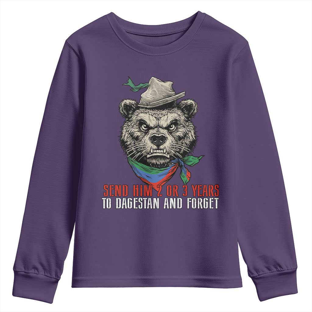 Dagestan Bear MMA Fighter Discipline Youth Sweatshirt Send Him 2 3 Years and Forget TS02 Purple Print Your Wear