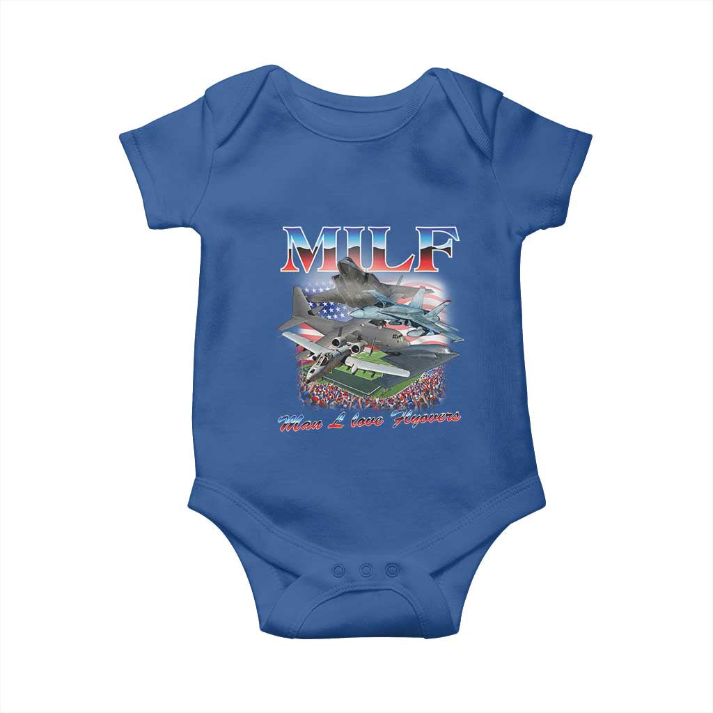 MILF Man I Love Flyovers Meme Baby Onesie for Aviation Buffs Patriotic Meme Lords TS02 Royal Blue Print Your Wear