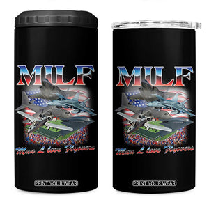 MILF Man I Love Flyovers Meme 4 in 1 Can Cooler Tumbler for Aviation Buffs Patriotic Meme Lords TS02 One Size: 16 oz Black Print Your Wear