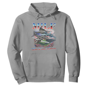 MILF Man I Love Flyovers Meme Hoodie for Aviation Buffs Patriotic Meme Lords TS02 Sport Gray Print Your Wear