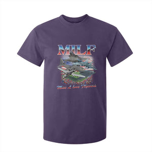 MILF Man I Love Flyovers Meme T Shirt For Kid for Aviation Buffs Patriotic Meme Lords TS02 Purple Print Your Wear