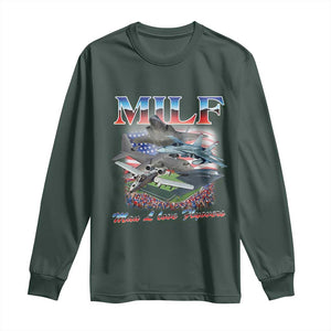 MILF Man I Love Flyovers Meme Long Sleeve Shirt for Aviation Buffs Patriotic Meme Lords TS02 Dark Forest Green Print Your Wear