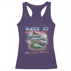 MILF Man I Love Flyovers Meme Racerback Tank Top for Aviation Buffs Patriotic Meme Lords TS02 Purple Print Your Wear