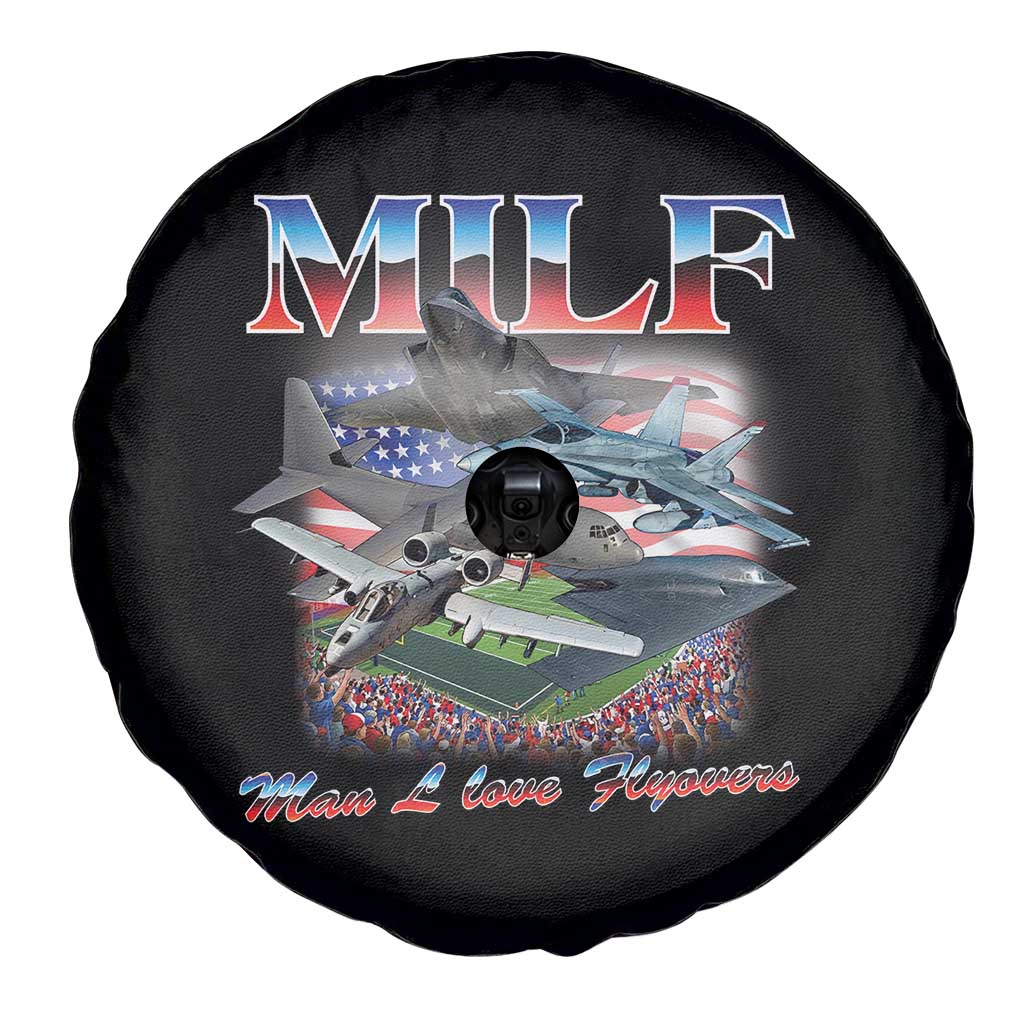 MILF Man I Love Flyovers Meme Spare Tire Cover for Aviation Buffs Patriotic Meme Lords TS02 Print Your Wear