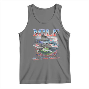 MILF Man I Love Flyovers Meme Tank Top for Aviation Buffs Patriotic Meme Lords TS02 Black Heather Print Your Wear