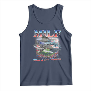 MILF Man I Love Flyovers Meme Tank Top for Aviation Buffs Patriotic Meme Lords TS02 Navy Print Your Wear