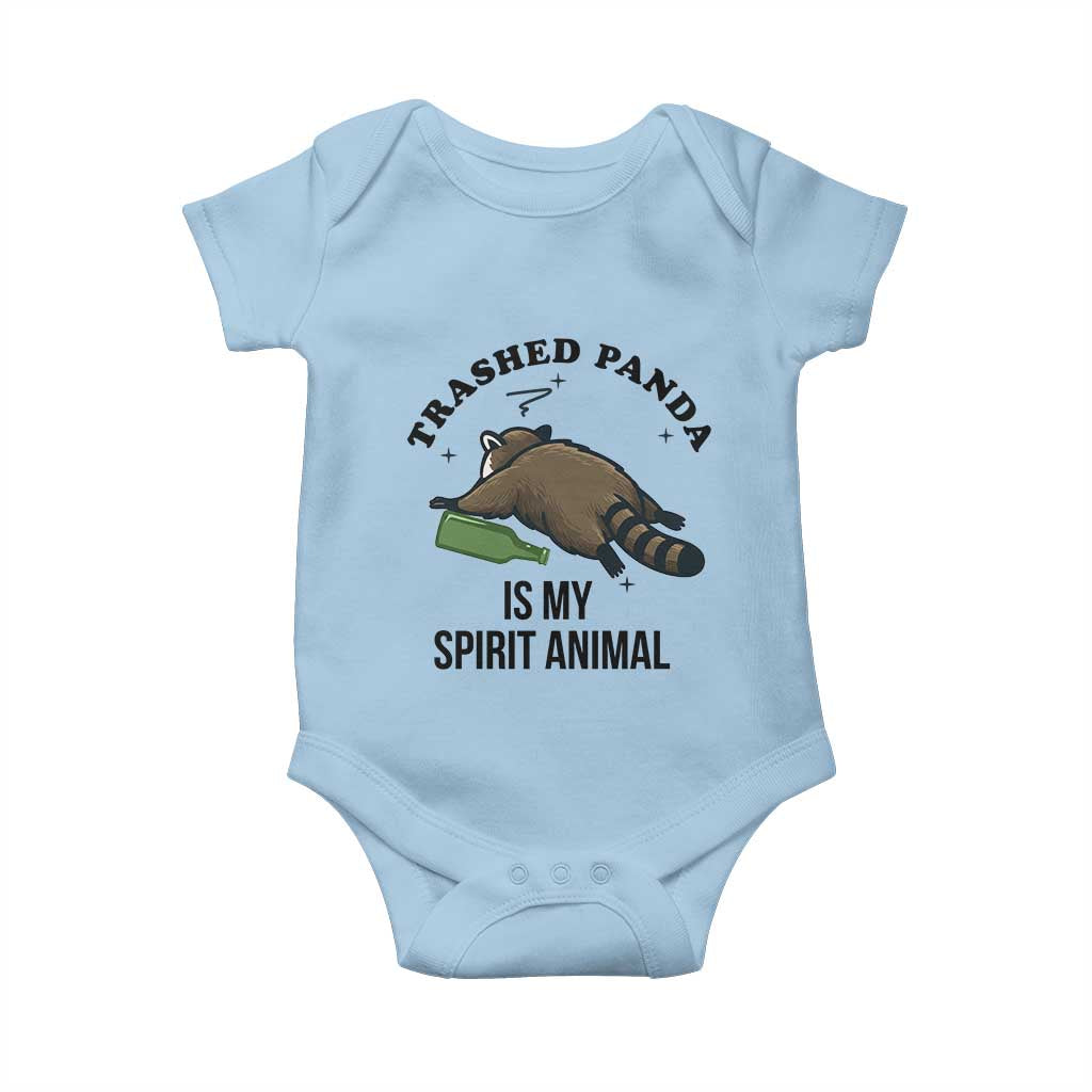 Trashed Panda Is My Spirit Animal Baby Onesie Funny Drunk Raccoon Meme for Party People Hot Mess Energy TS02 Light Blue Print Your Wear