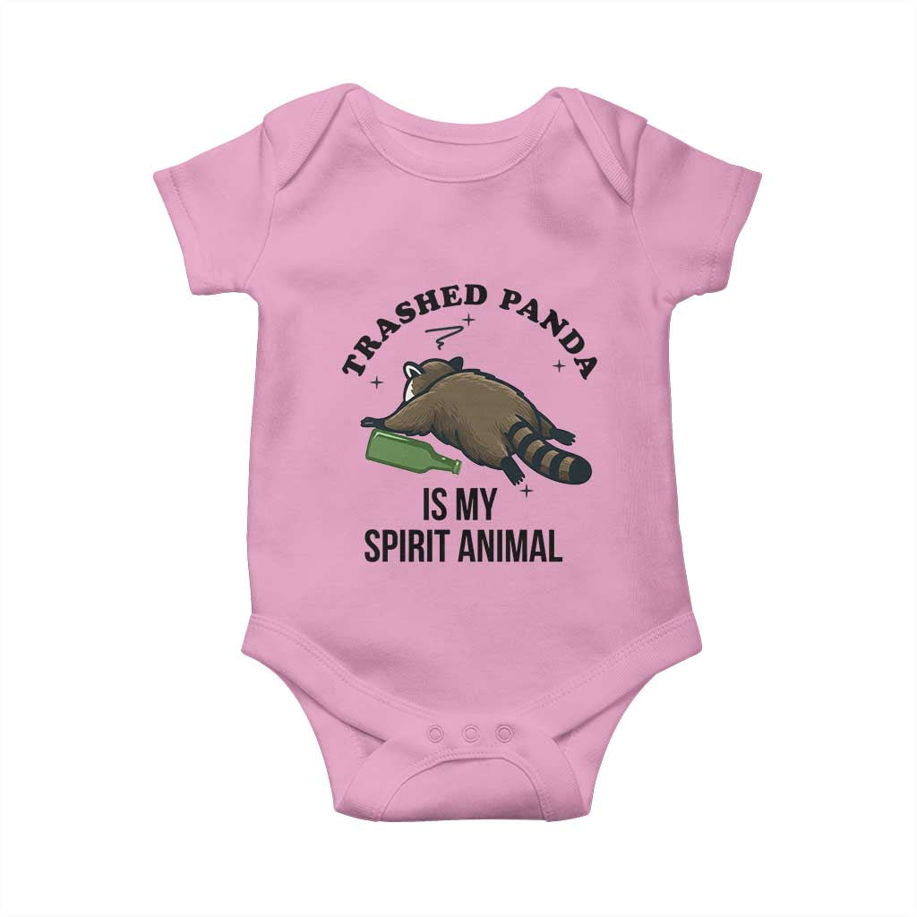 Trashed Panda Is My Spirit Animal Baby Onesie Funny Drunk Raccoon Meme for Party People Hot Mess Energy TS02 Light Pink Print Your Wear