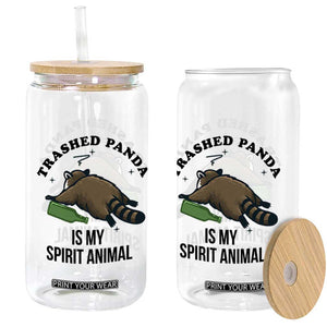 Trashed Panda Is My Spirit Animal Glass Can Funny Drunk Raccoon Meme for Party People Hot Mess Energy TS02 Print Your Wear