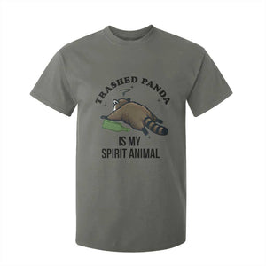 Trashed Panda Is My Spirit Animal T Shirt For Kid Funny Drunk Raccoon Meme for Party People Hot Mess Energy TS02 Military Green Print Your Wear