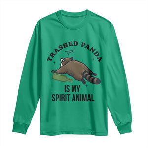 Trashed Panda Is My Spirit Animal Long Sleeve Shirt Funny Drunk Raccoon Meme for Party People Hot Mess Energy TS02 Irish Green Print Your Wear