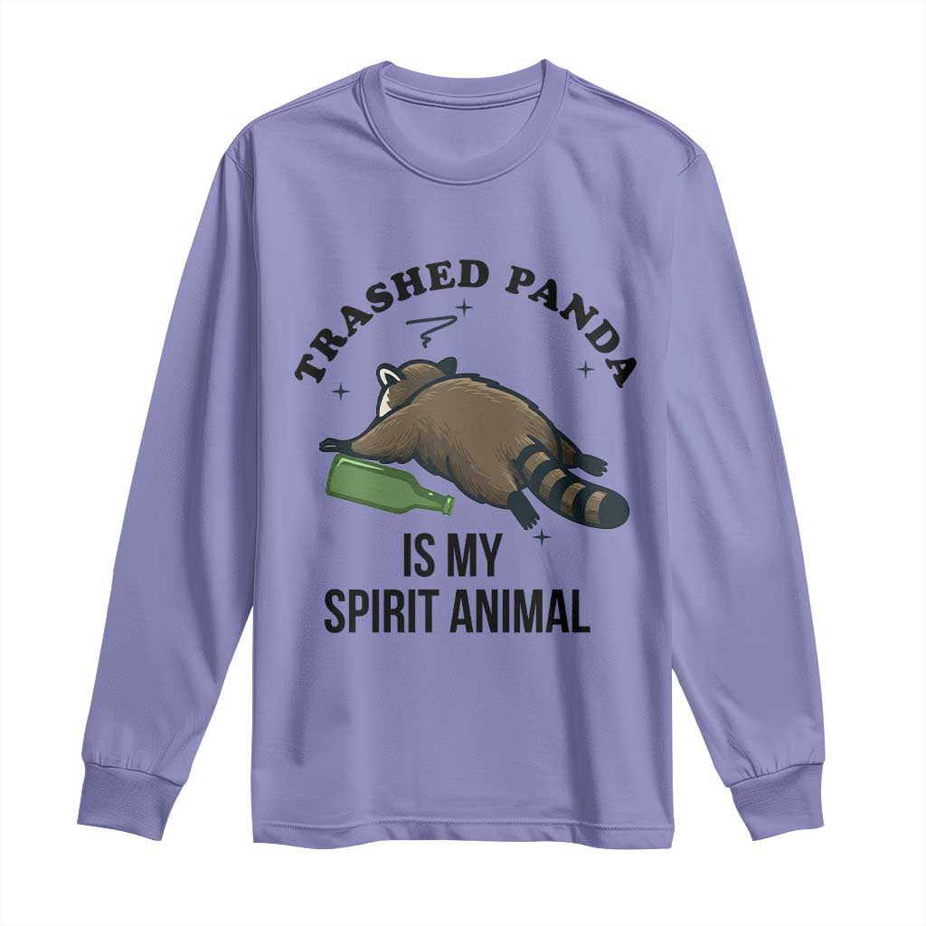 Trashed Panda Is My Spirit Animal Long Sleeve Shirt Funny Drunk Raccoon Meme for Party People Hot Mess Energy TS02 Violet Print Your Wear