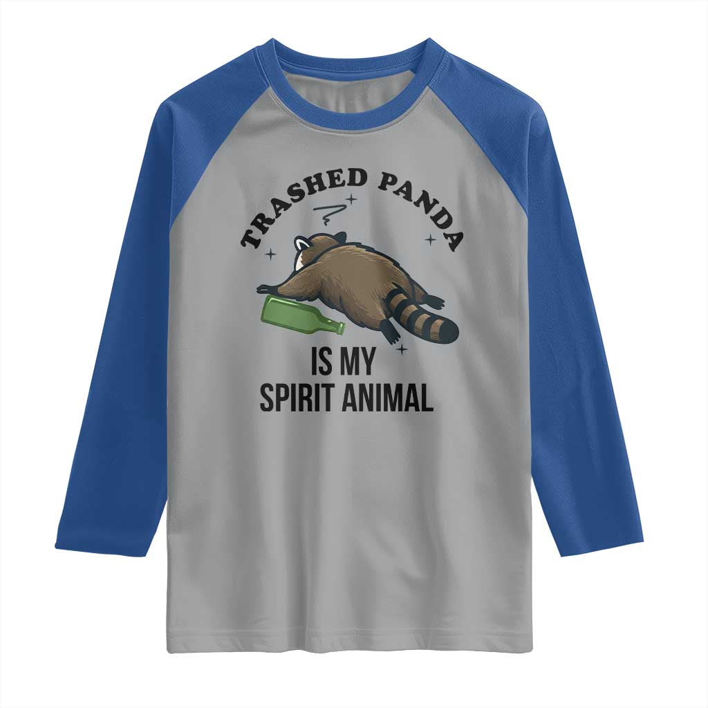 Trashed Panda Is My Spirit Animal Raglan Shirt Funny Drunk Raccoon Meme for Party People Hot Mess Energy TS02 Sport Gray Royal Print Your Wear