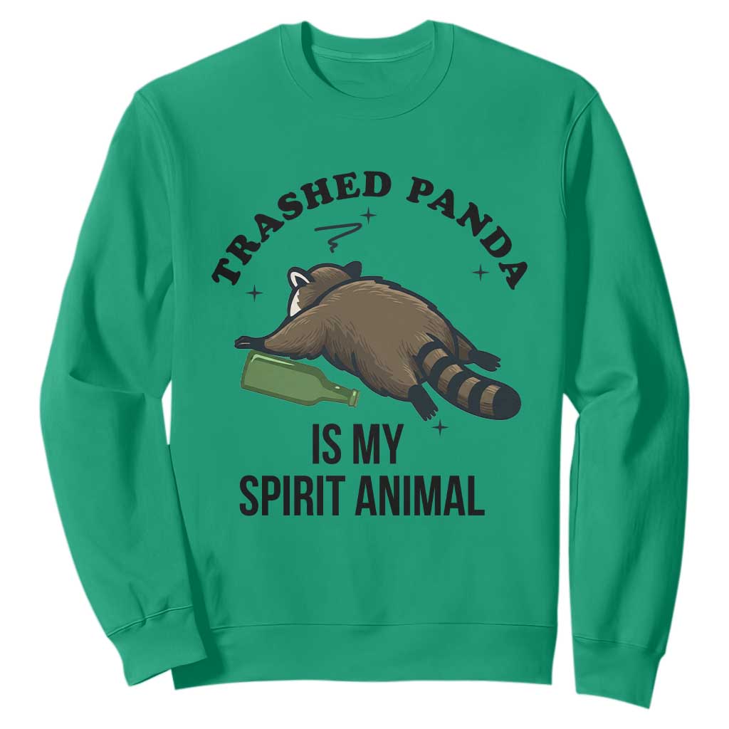 Trashed Panda Is My Spirit Animal Sweatshirt Funny Drunk Raccoon Meme for Party People Hot Mess Energy TS02 Irish Green Print Your Wear
