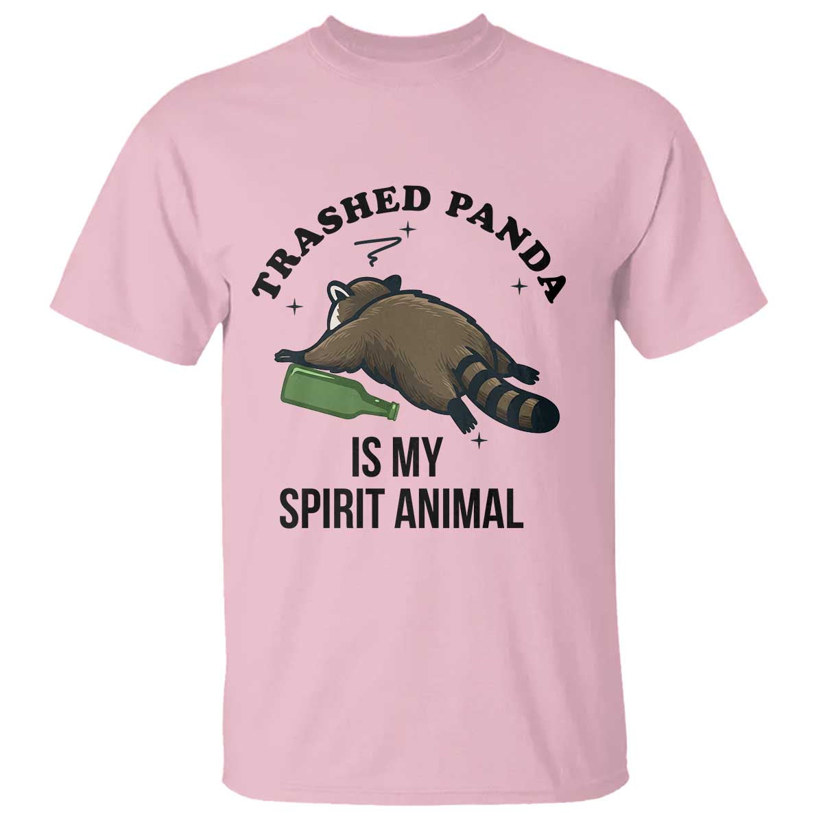 Trashed Panda Is My Spirit Animal T Shirt Funny Drunk Raccoon Meme for Party People Hot Mess Energy TS02 Light Pink Print Your Wear