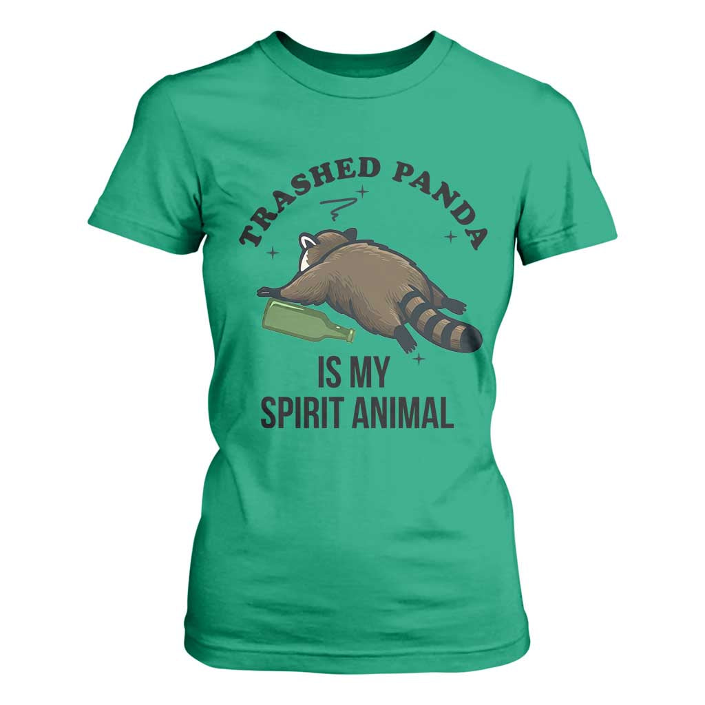 Trashed Panda Is My Spirit Animal T Shirt For Women Funny Drunk Raccoon Meme for Party People Hot Mess Energy TS02 Irish Green Print Your Wear