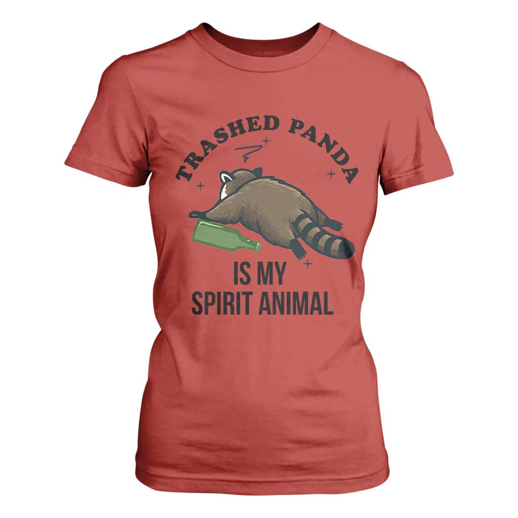 Trashed Panda Is My Spirit Animal T Shirt For Women Funny Drunk Raccoon Meme for Party People Hot Mess Energy TS02 Red Print Your Wear