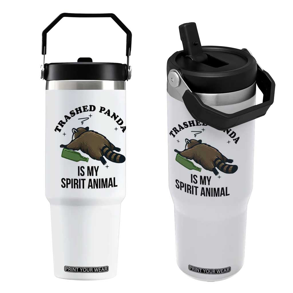 Trashed Panda Is My Spirit Animal Flip Straw Tumbler Funny Drunk Raccoon Meme for Party People Hot Mess Energy TS02 One Size: 30 oz White Print Your Wear