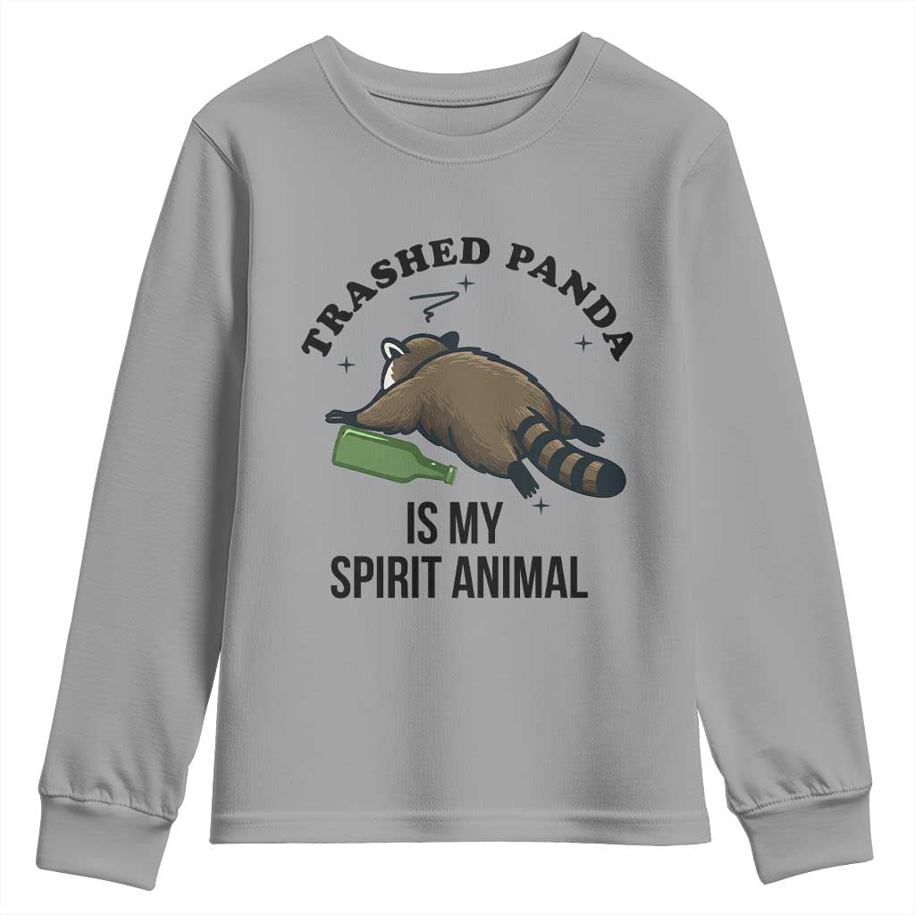 Trashed Panda Is My Spirit Animal Youth Sweatshirt Funny Drunk Raccoon Meme for Party People Hot Mess Energy TS02 Sport Gray Print Your Wear