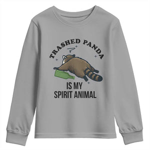 Trashed Panda Is My Spirit Animal Youth Sweatshirt Funny Drunk Raccoon Meme for Party People Hot Mess Energy TS02 Sport Gray Print Your Wear