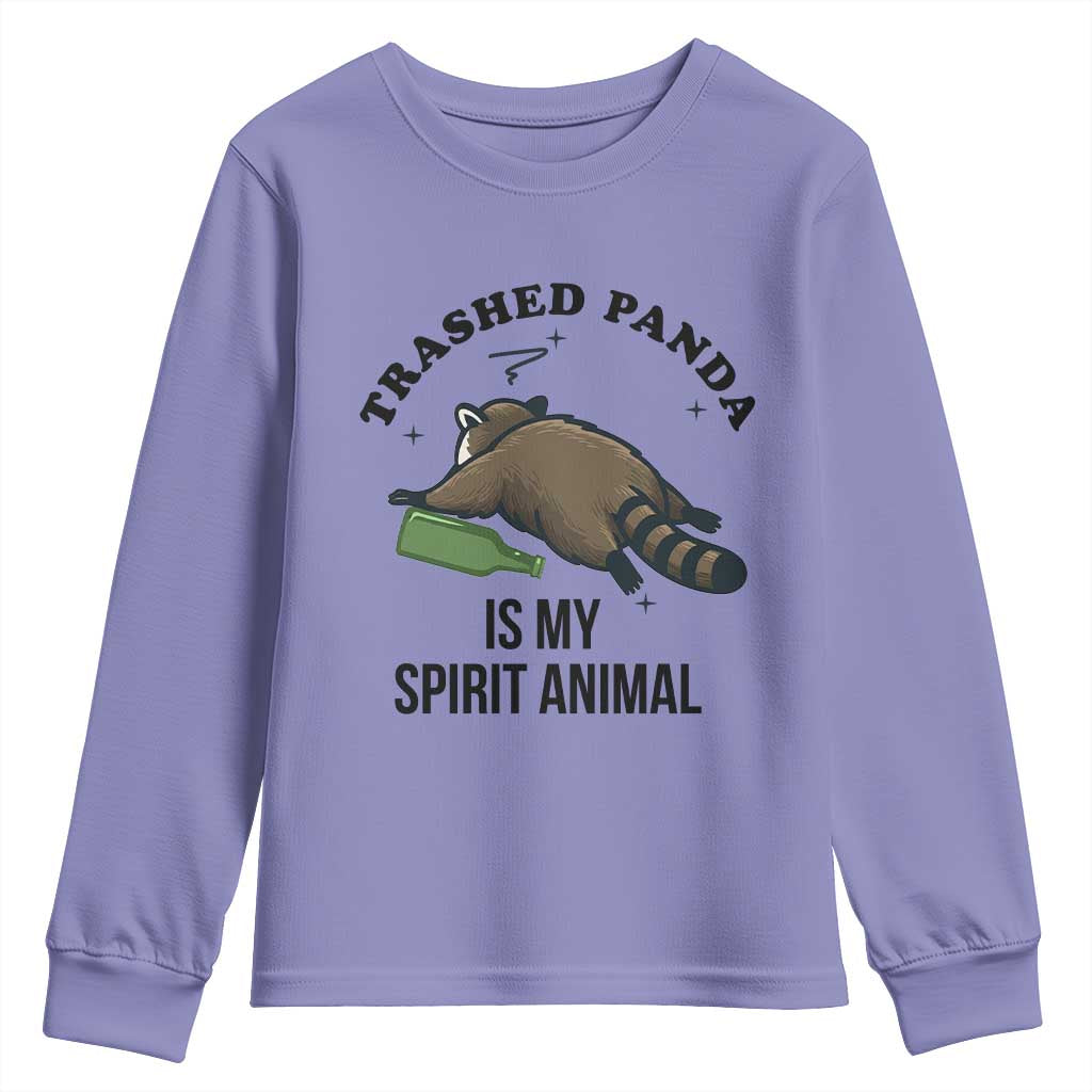 Trashed Panda Is My Spirit Animal Youth Sweatshirt Funny Drunk Raccoon Meme for Party People Hot Mess Energy TS02 Violet Print Your Wear