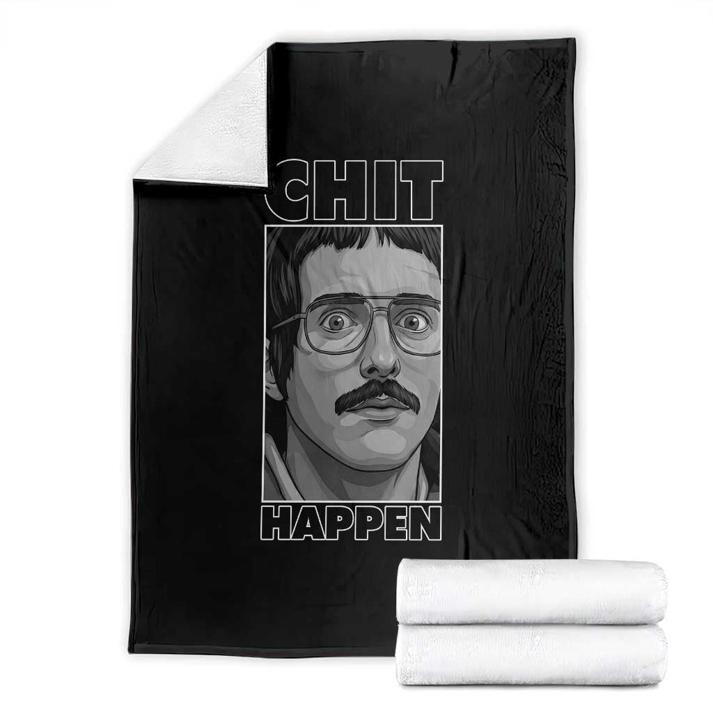 Chit Happens Meme Throw Blanket Funny Weird Guy Meme Unhinged Humor Energy TS02 Black Print Your Wear